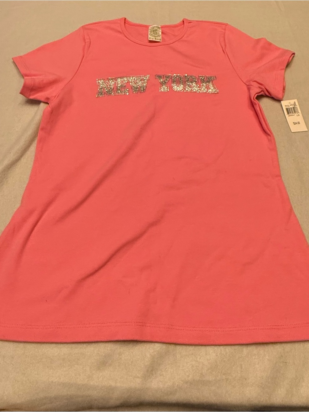Big Bang Pink New York Rhinestone Graphic T-Shirt Y2K Bling NWT
